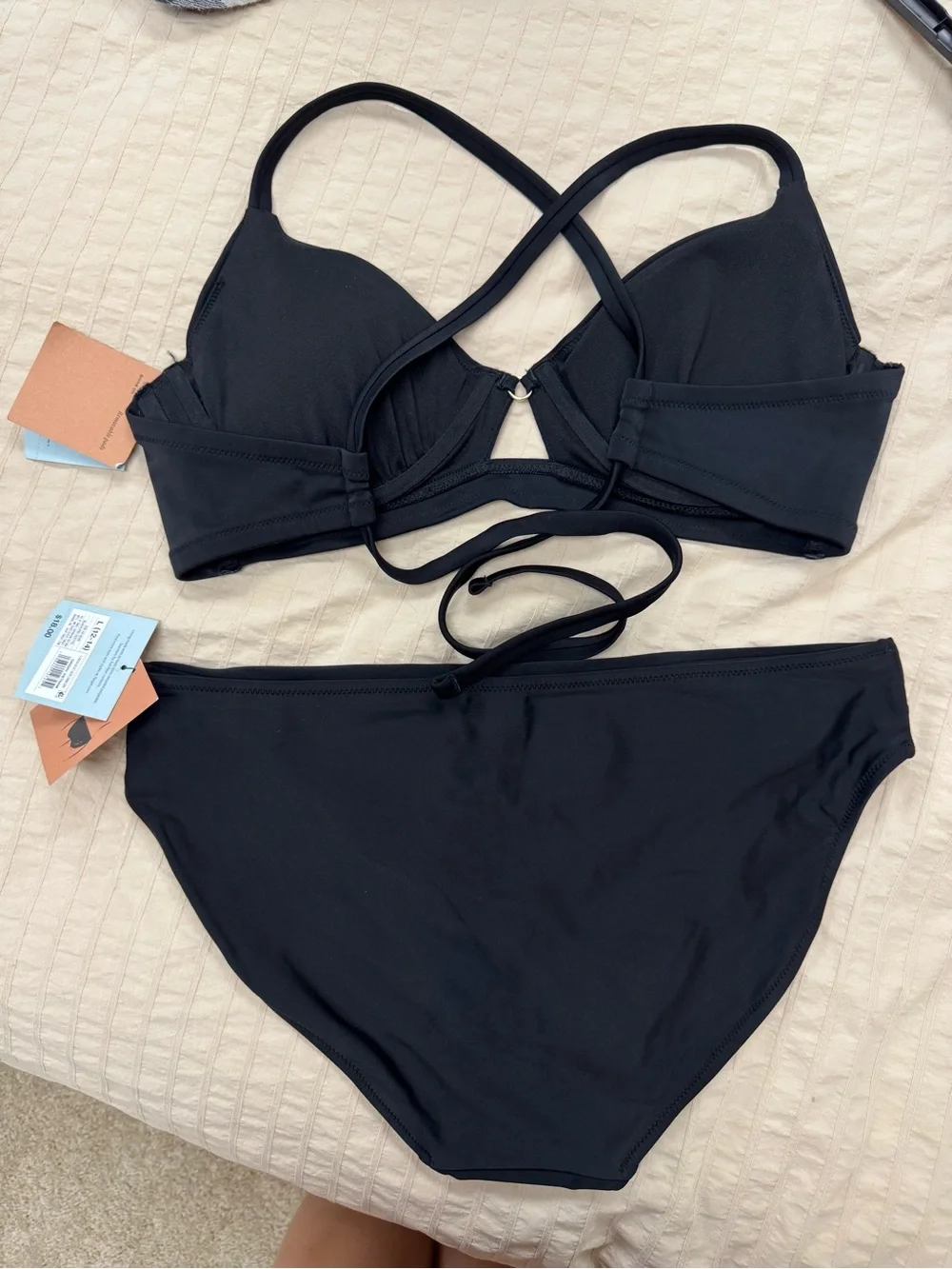 Shade & Shore Women’s Underwire Top Black Cross-Back Bikini Set NWT